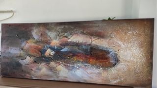 Cuadro abstracto textura beige y marrón