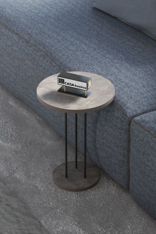 Set di tre tavolini nido rotondi in marmo grigio