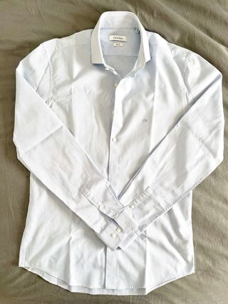 Camisa Calvin Klein, blanca con rayas azules, t.38