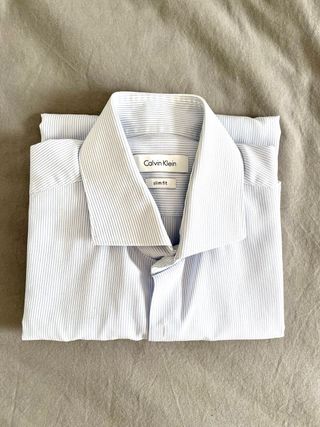 Camisa Calvin Klein, blanca con rayas azules, t.38