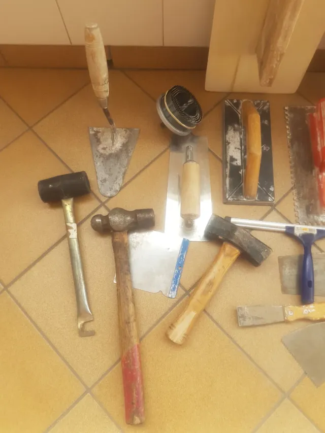 Lote herramientas albañil paleta yesero