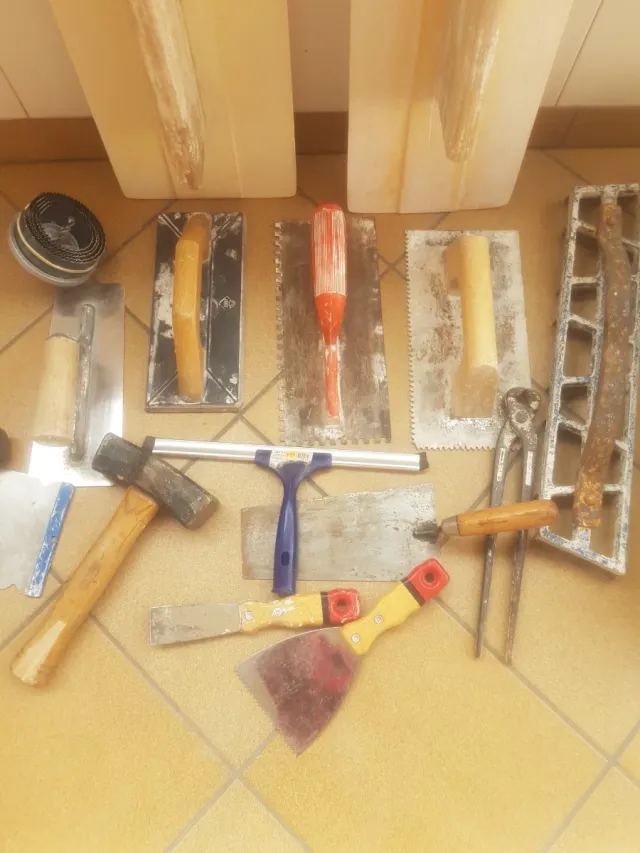 Lote herramientas albañil paleta yesero