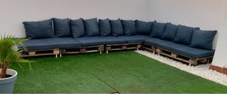 Conjunto Muebles Terraza Palets Azul