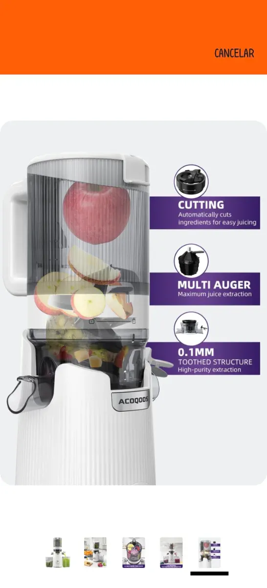 Exprimidor ACOQOOS verduras y frutas enteras