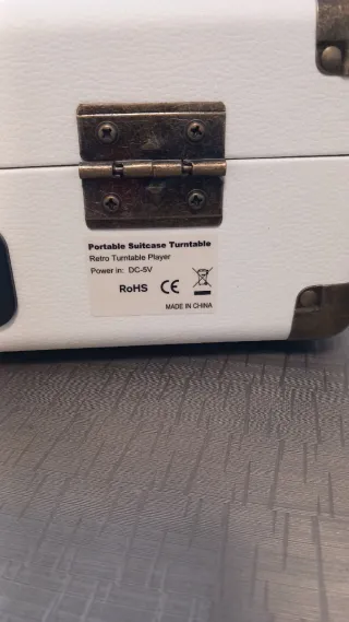 Maletín Tocadiscos Portátil Beige y Negro