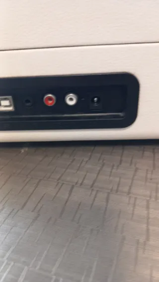 Maletín Tocadiscos Portátil Beige y Negro