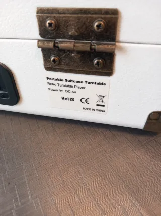 Maletín Tocadiscos Portátil Beige y Negro