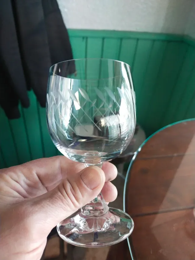 Juego de 6 copas de cristal grabadas