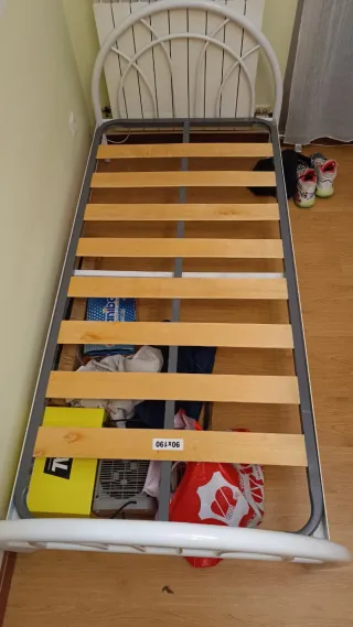 Cama individual metálica blanca 90cmx190cm