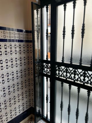 Puerta de hierro con cristales