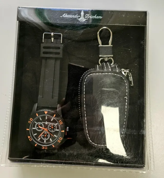Alexander Bricham Reloj Negro Naranja Nuevo