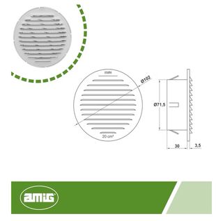 Rejilla ventilación 8 cm