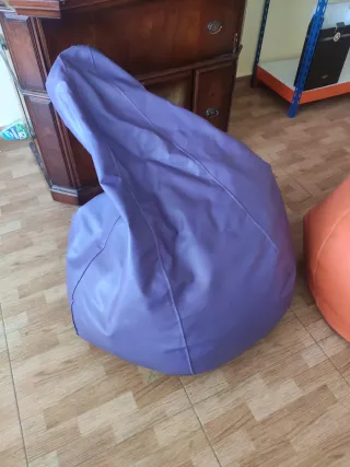 Puff grande naranja/morado piel sintética