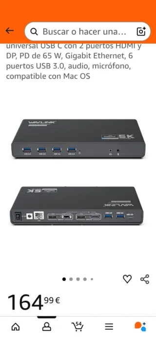 Estación Acoplamiento WAVLINK Displaylink USB-C