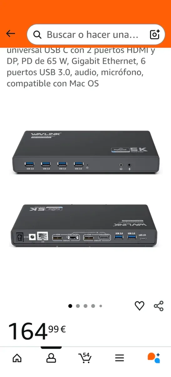 Estación Acoplamiento WAVLINK Displaylink USB-C