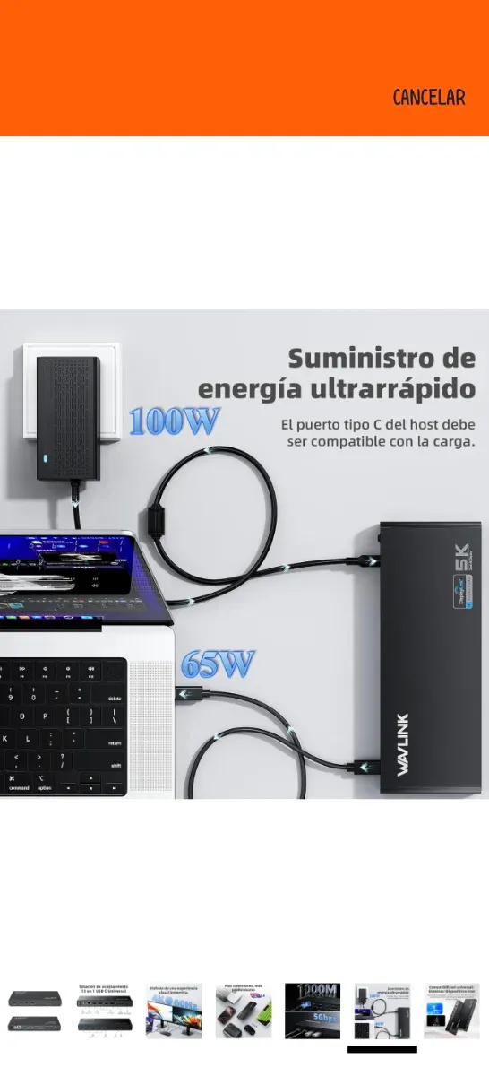 Estación Acoplamiento WAVLINK Displaylink USB-C
