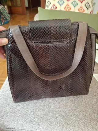 Bolso piel serpiente marrón y dorado