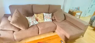 Sofá Chaise Longue Beige/Marrón