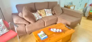 Sofá Chaise Longue Beige/Marrón