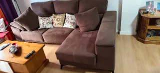 Sofá Chaise Longue Beige/Marrón