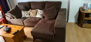 Sofá Chaise Longue Beige/Marrón