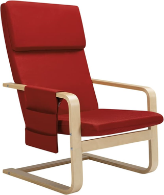 Sedia a Dondolo in Legno di Betulla con Rivestimen