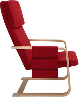 Sedia a Dondolo in Legno di Betulla con Rivestimen