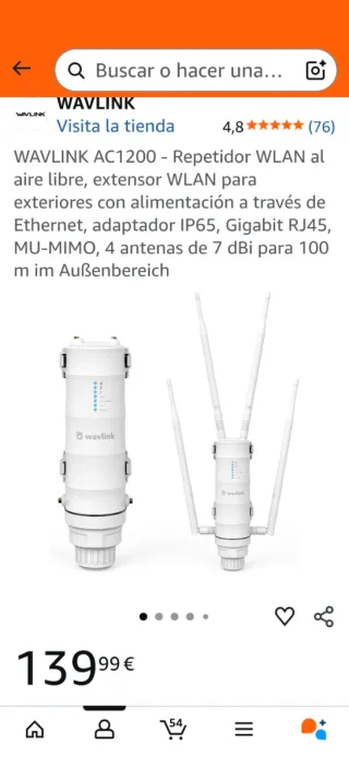 Repetidor WAVLINK AC1200 Exterior WLAN