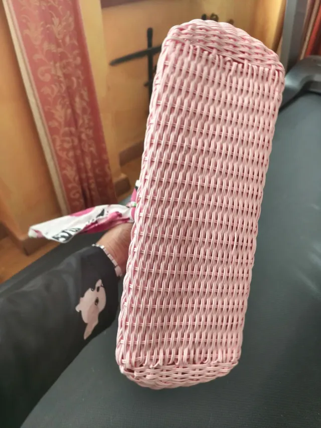 Bolsa de palha rosa vintage