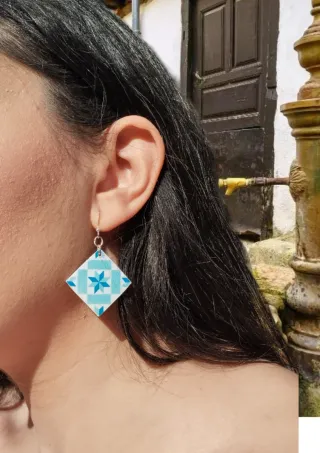 Pendientes azulejo, pendientes baldosa, joya arabe