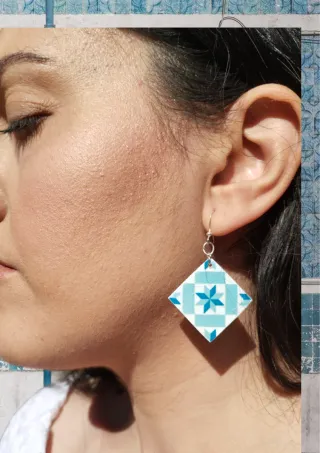 Pendientes azulejo, pendientes baldosa, joya arabe