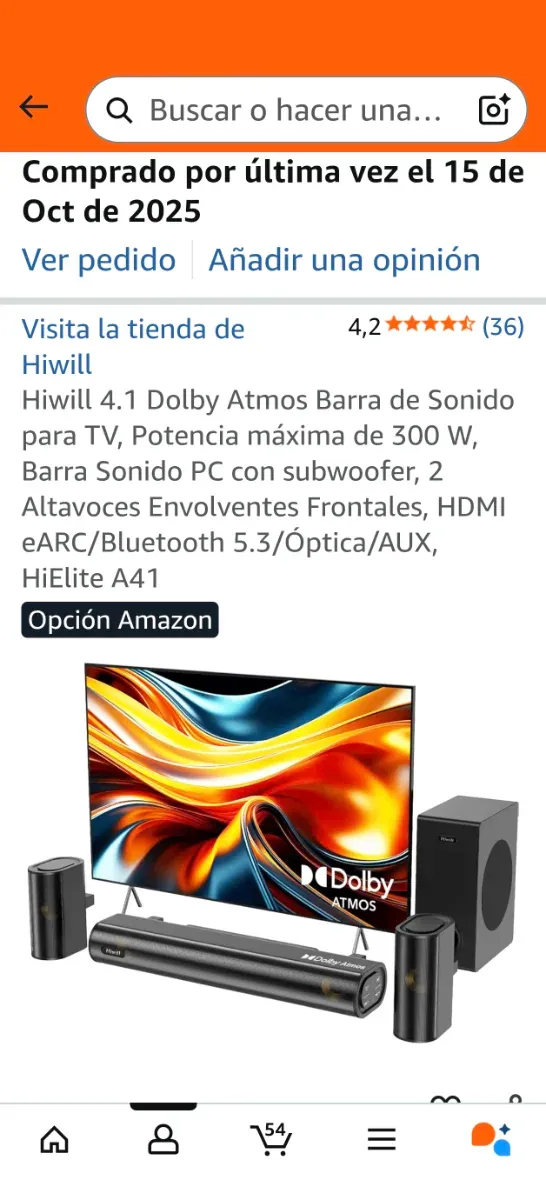 Barra Sonido Hiwill Dolby Atmos 4.1 Negra