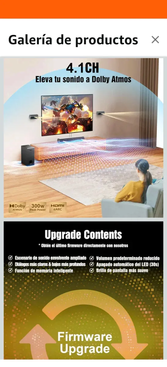 Barra Sonido Hiwill Dolby Atmos 4.1 Negra