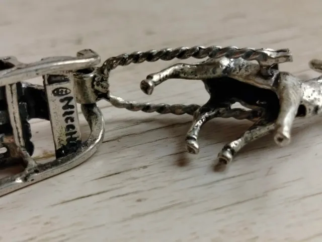 Miniatura Babbo Natale con slitta renna in argento