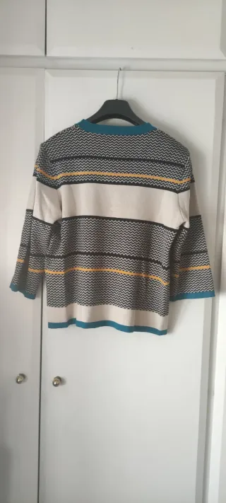 Jersey estampado mujer beige multicolor