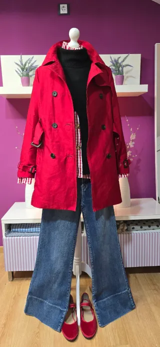 Gabardina El Corte Inglés Roja Talla 42