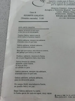 Disco Single Adiante Galicia