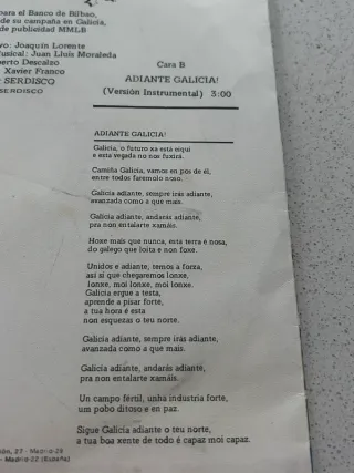 Disco Single Adiante Galicia