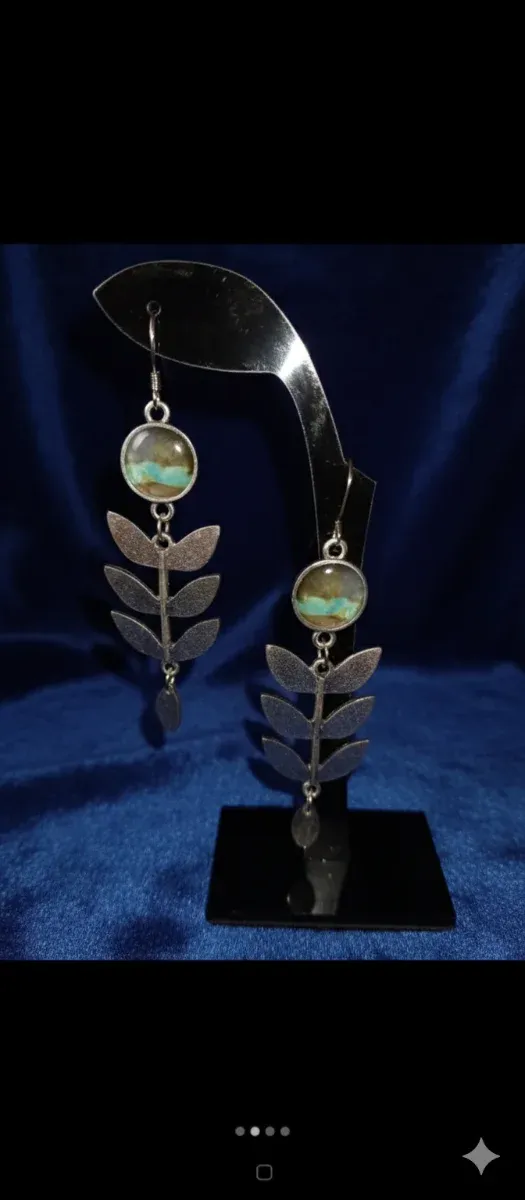 Pendientes largos plata con piedra turquesa