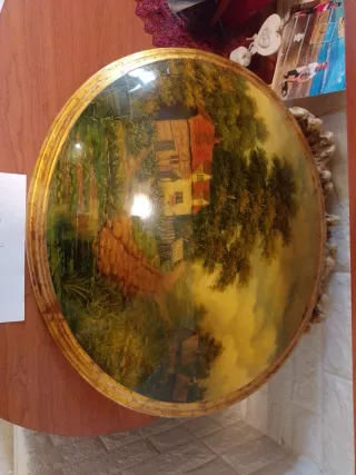 Quadro ovale panorama casa campagna