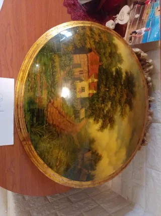 Quadro ovale panorama casa campagna