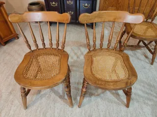 6 Sillas vintage de madera y ratán