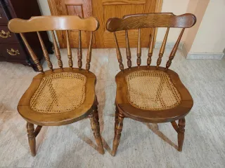 6 Sillas vintage de madera y ratán