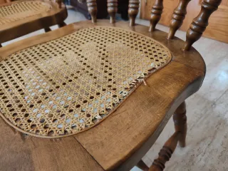 6 Sillas vintage de madera y ratán