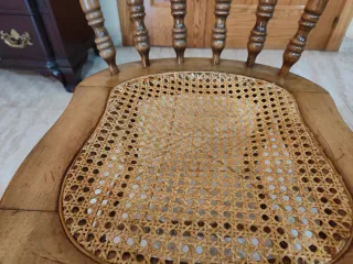 6 Sillas vintage de madera y ratán