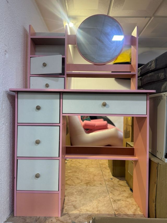Tocador infantil rosa y blanco NUEVO