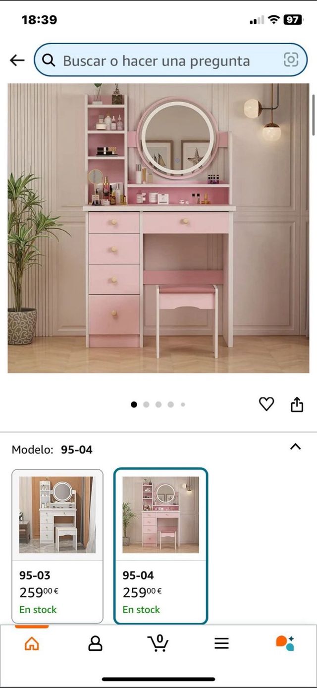 Tocador infantil rosa y blanco NUEVO