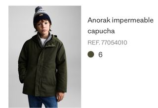 Anorak impermeable niño Mango verde T.6