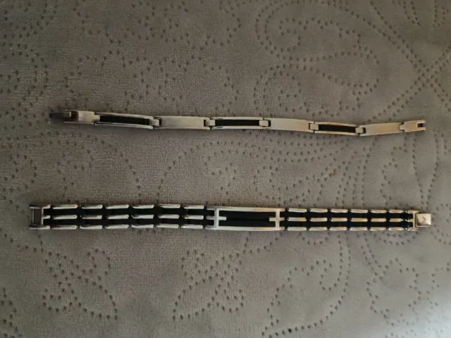 Lote 2 Pulseras Hombre Acero y Goma