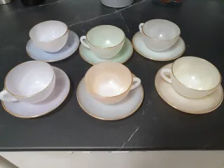 Juego 6 tazas café porcelana